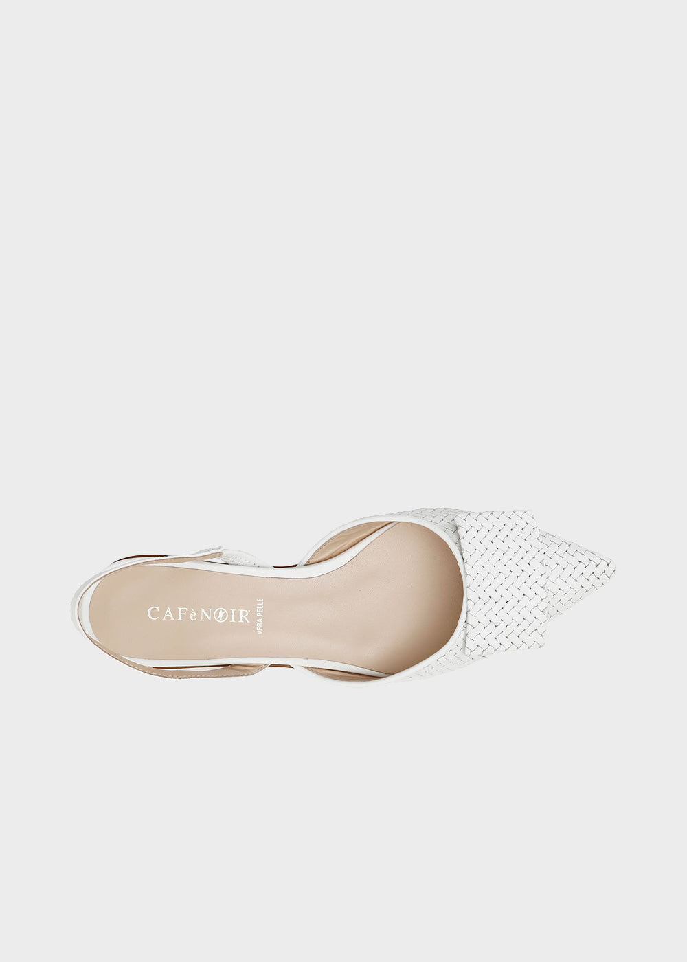 Ballerine aperte in pelle stampa intreccio