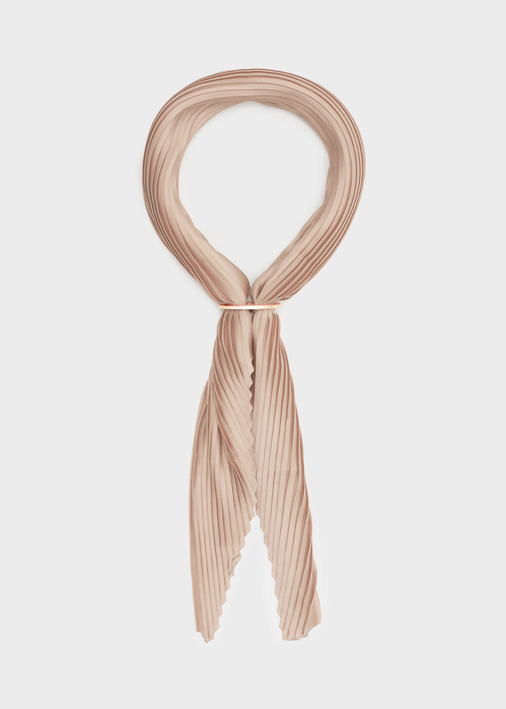 MAYA PLISSE SCARF WITH BEIGE RING
