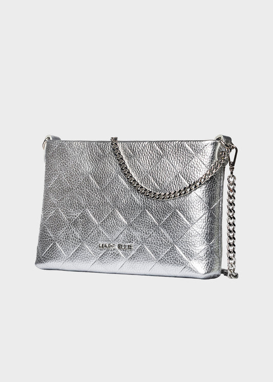 Borsa Marlene Plot con tracolla, con dettagli geometrici, in pelle