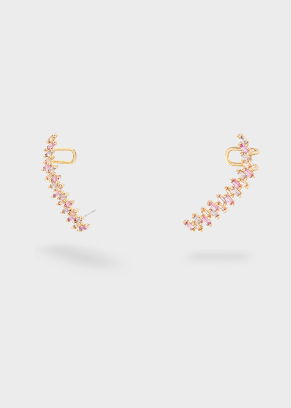 LENA PIN EARCUFF EARRINGS PINK ZIRCONIA MIX