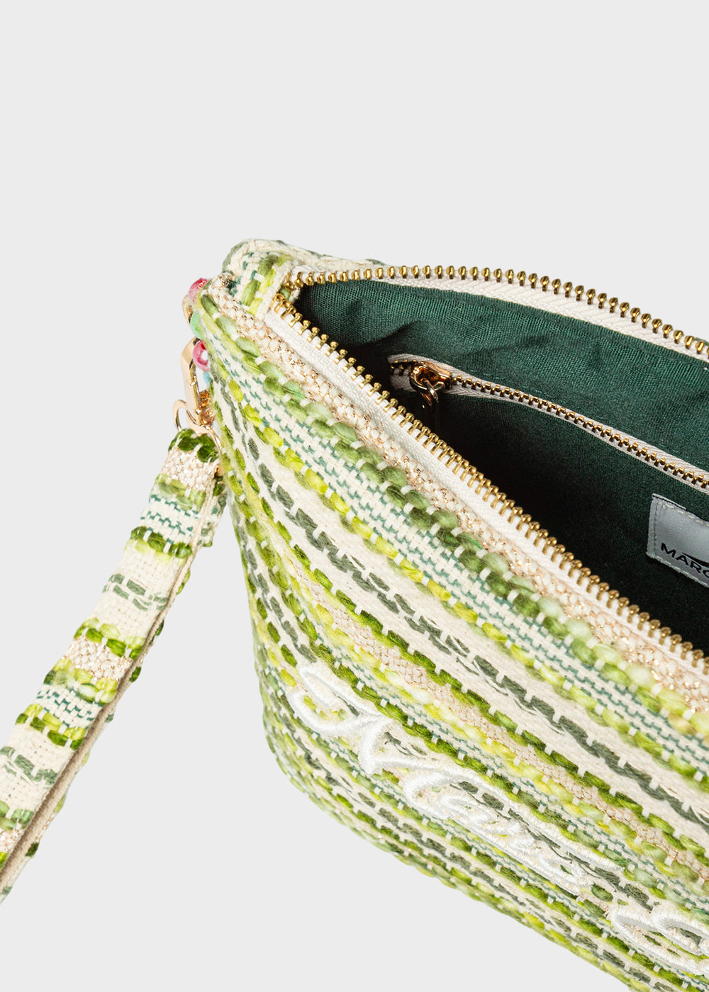 Pochette da Mare in tessuto Cassy Indy con perline laterali e manico rimovibile