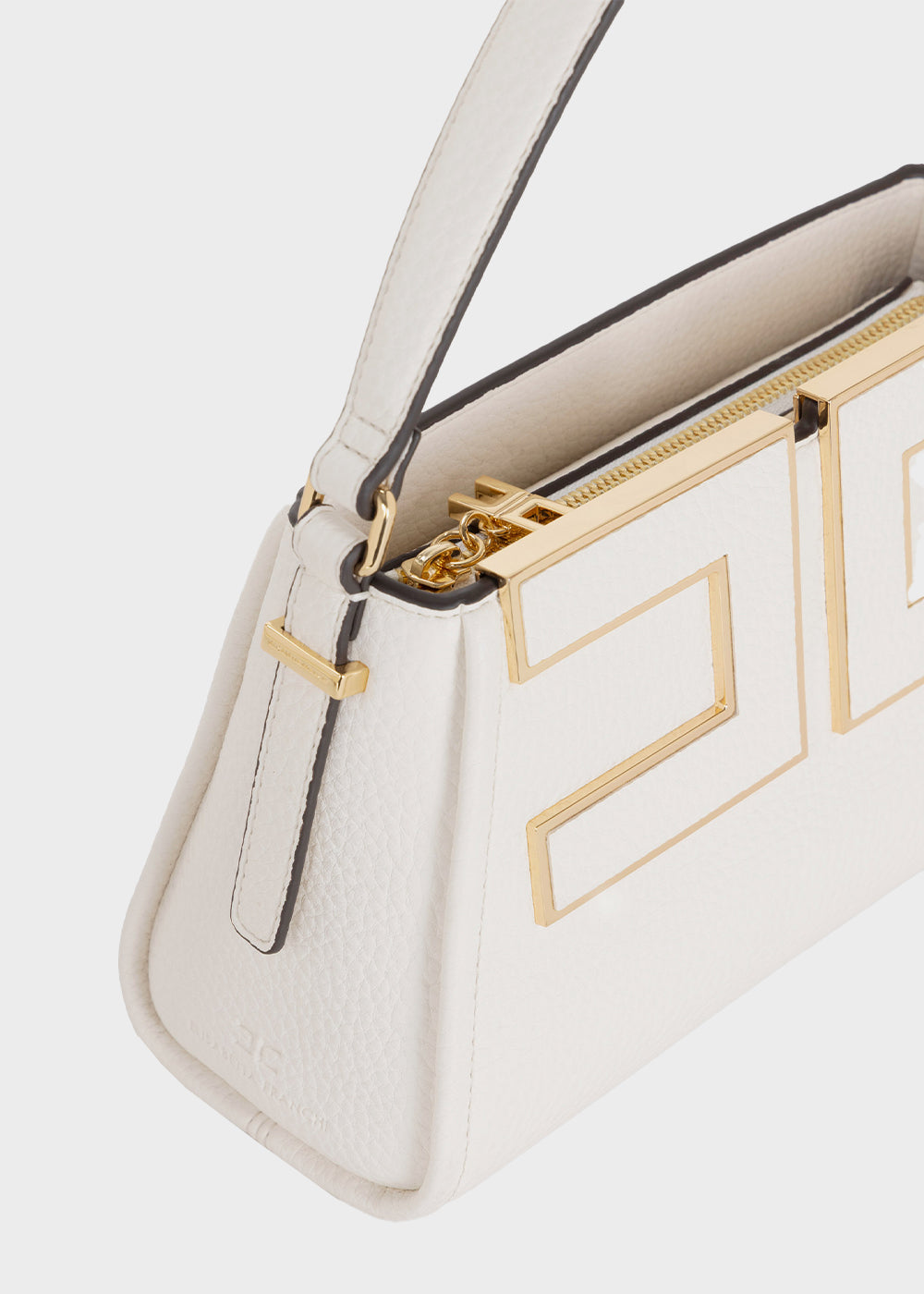 Handbag with shoulder strap and logo