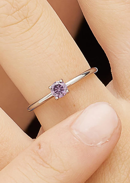Anello regolabile Dazzly in acciaio con pietra viola