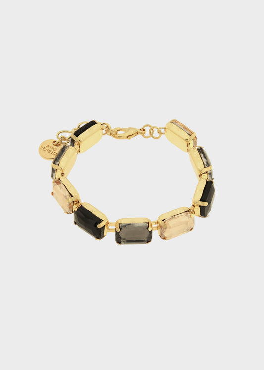 Bracciale in Metallo color oro con pietre rettangolari