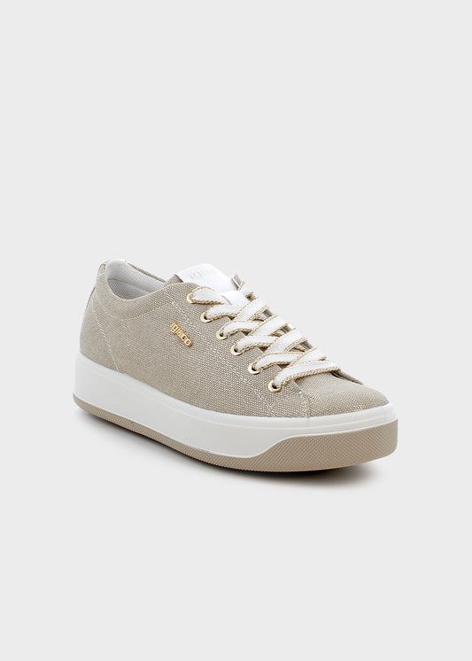 Scarpe con lacci e logo metallico