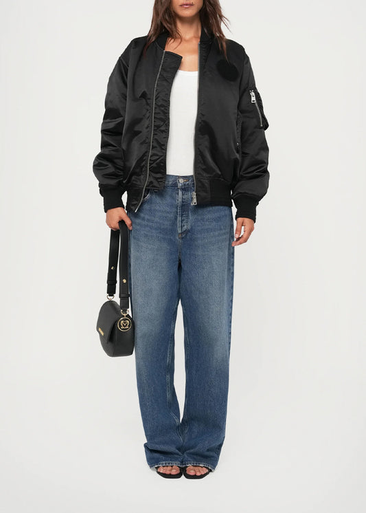 Shoulder bag with flap and logo