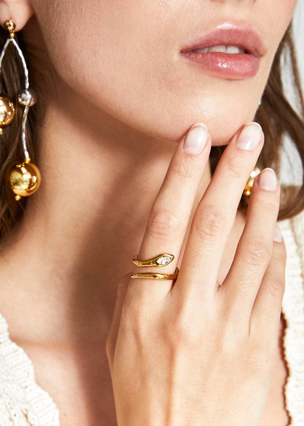 HAMMERED GOLD SNAKE RING