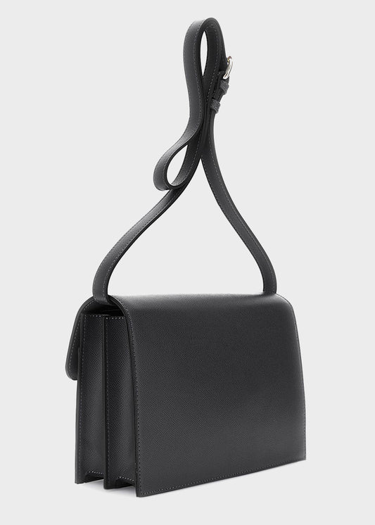 Shoulder bag with flap and multicolored charm