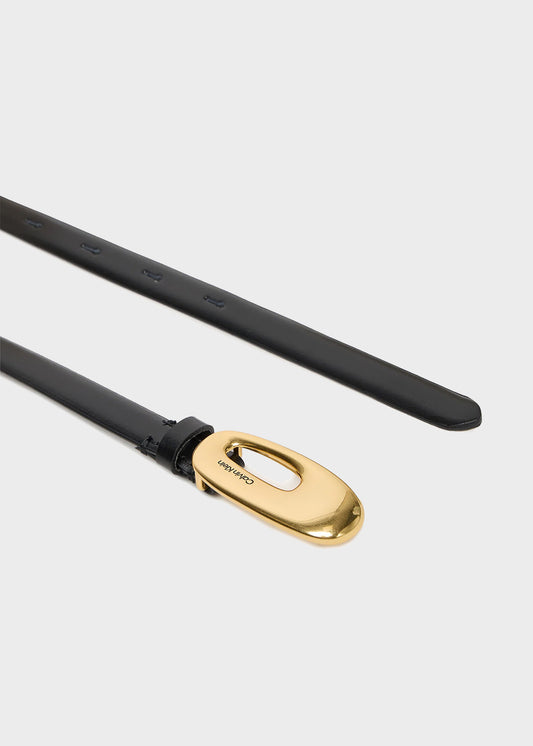 Cintura skinny con fibbia grossa in pelle (1,4 cm)