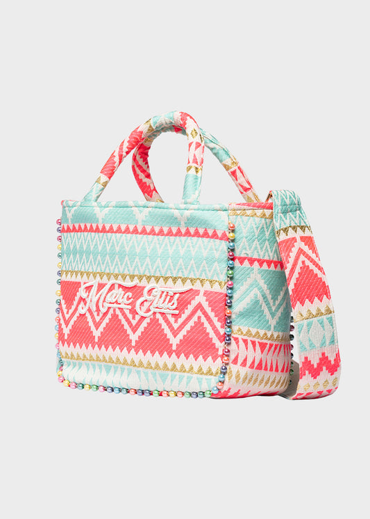 Borsa da Mare a mano Buby S Indy con tracolla, logo frontale e perline laterali