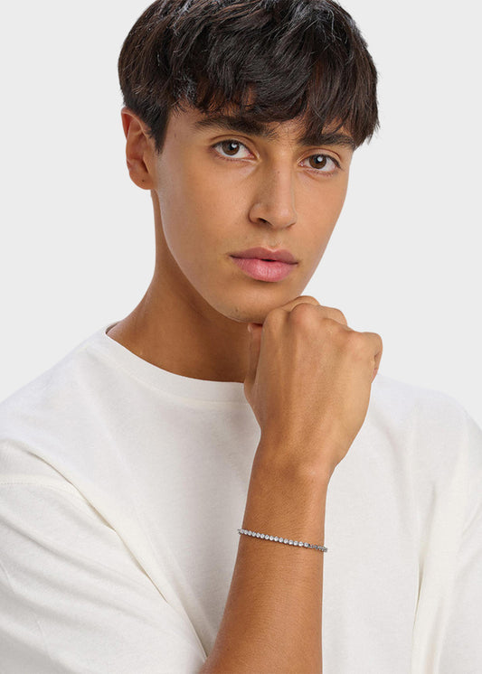 Bracciale Tricky in acciaio con centrale tennis con cubic zirconia