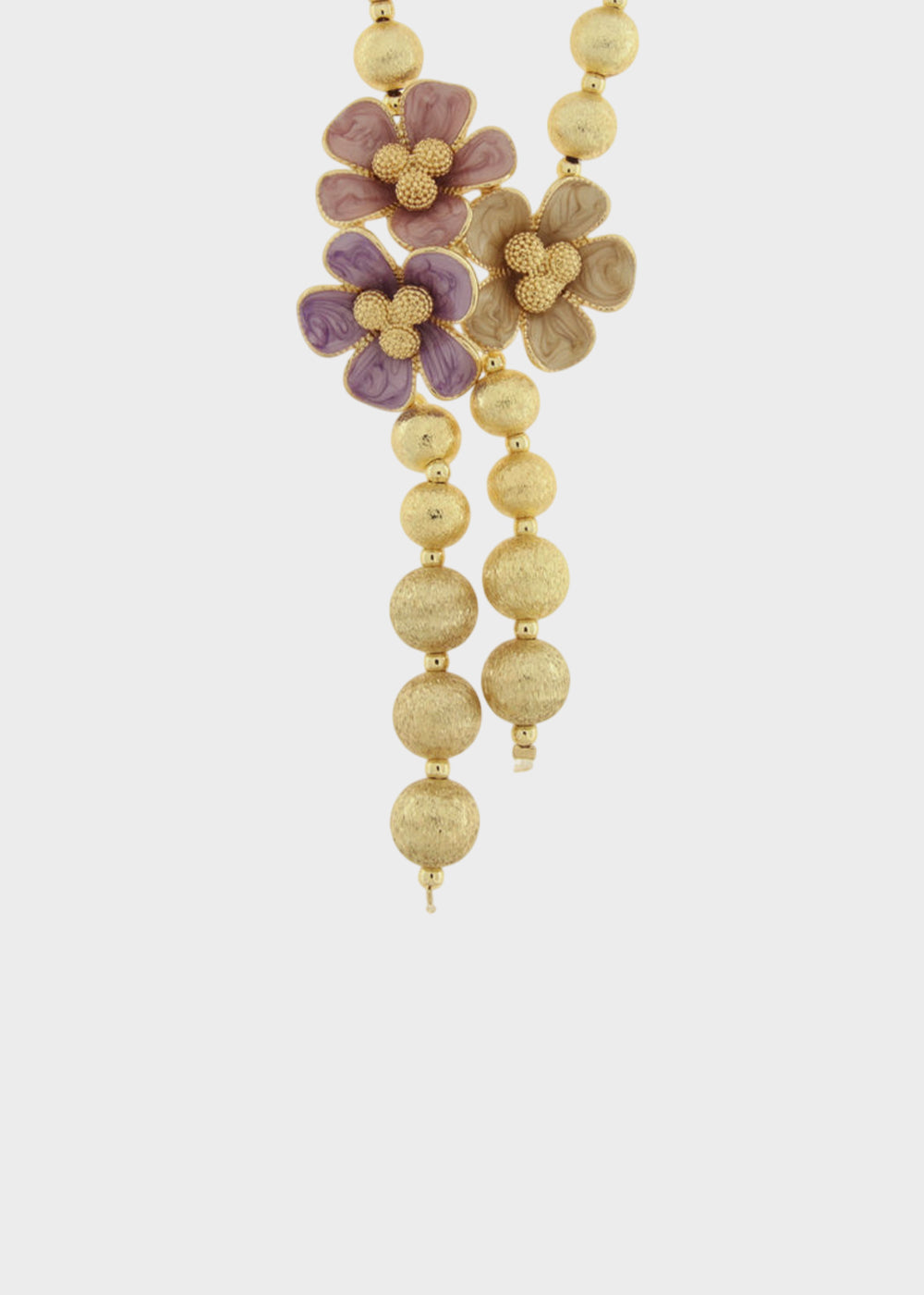 Collana lunga in Metallo color oro con sfere e fiori