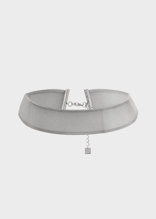 Collana choker in mesh in acciaio inossidabile