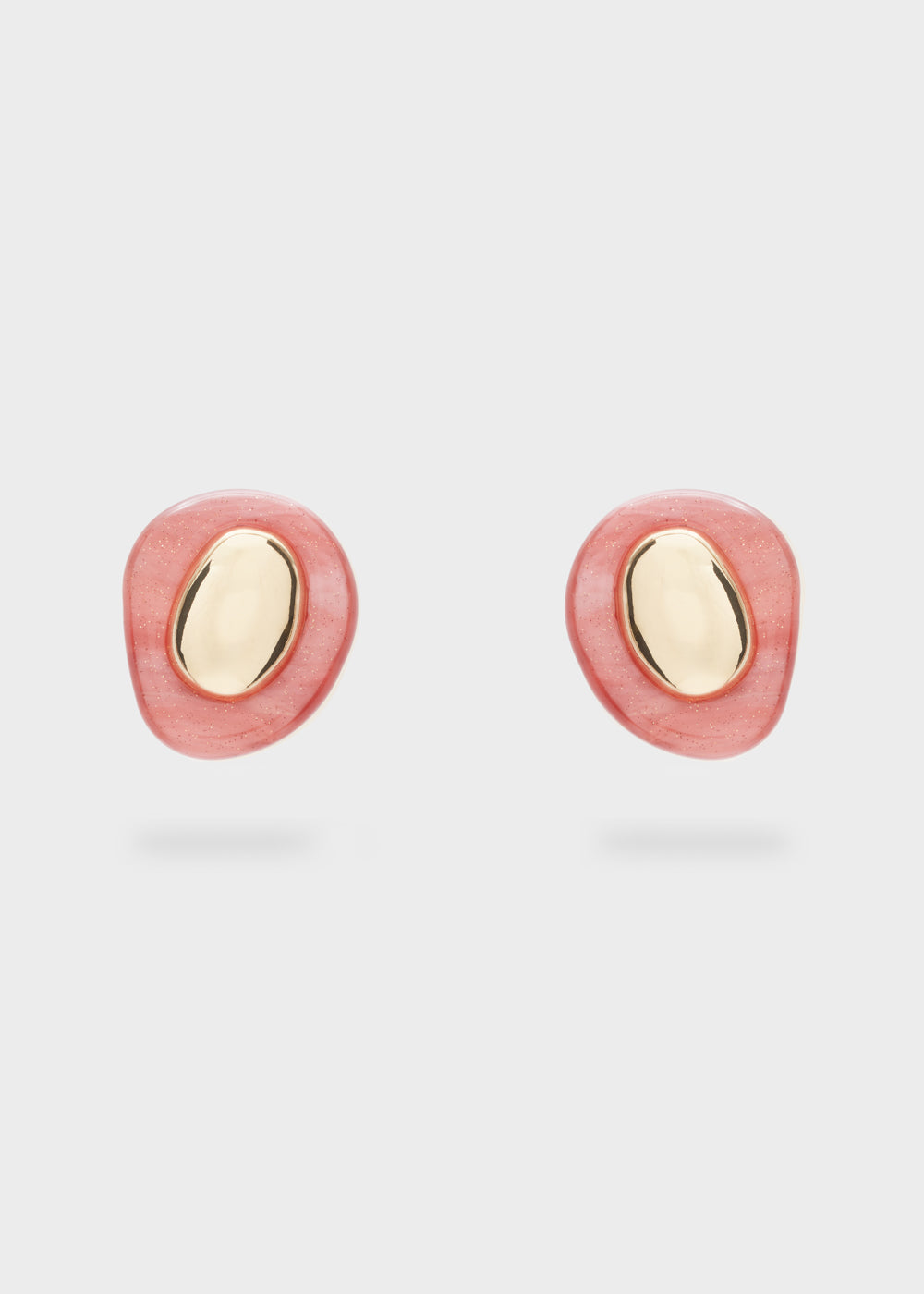 PINK RESIN WOOL STUD EARRINGS
