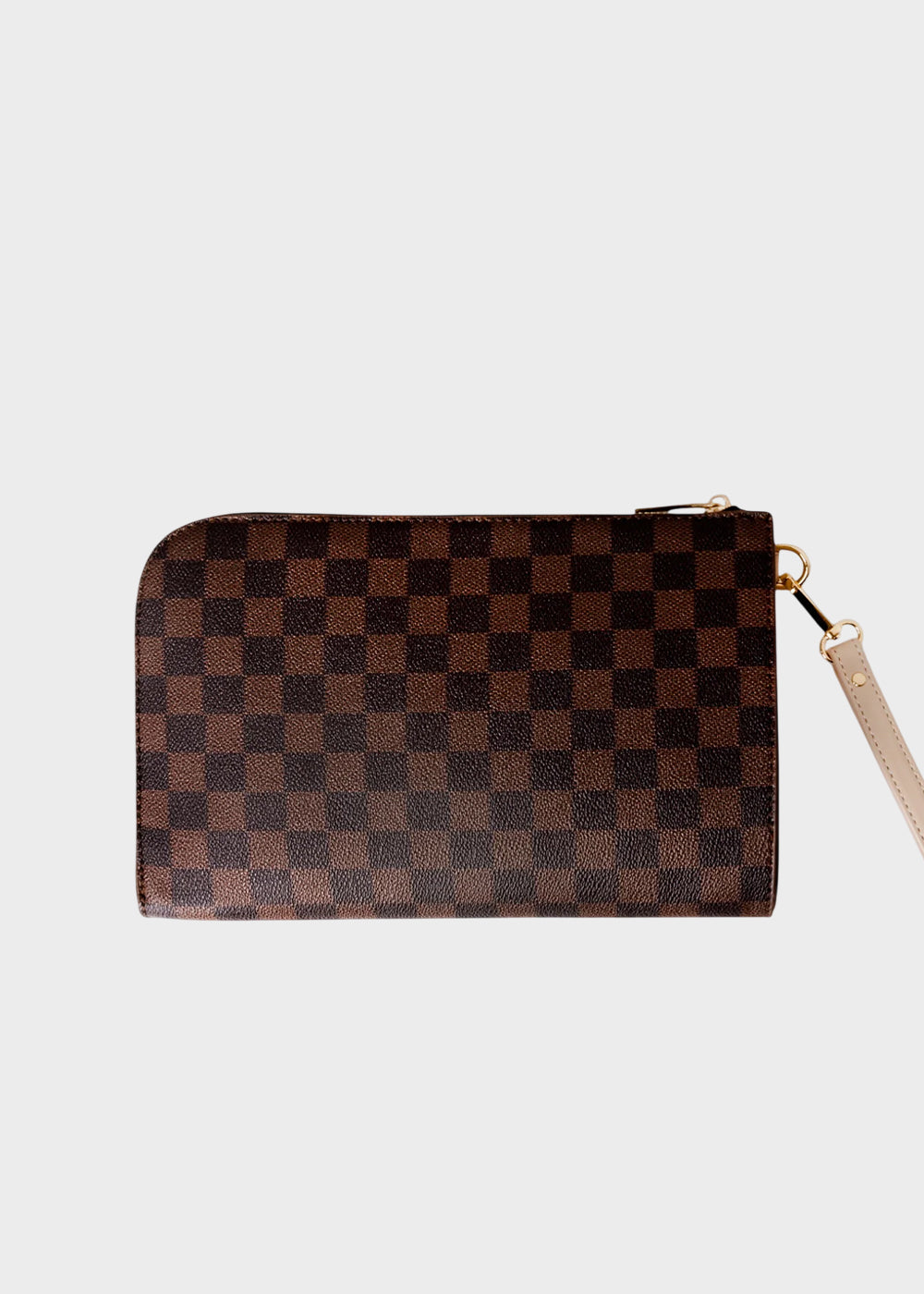 Pochette con manico da polso, logo ricamato frontale e trama a scacchi, "Limited Edition"