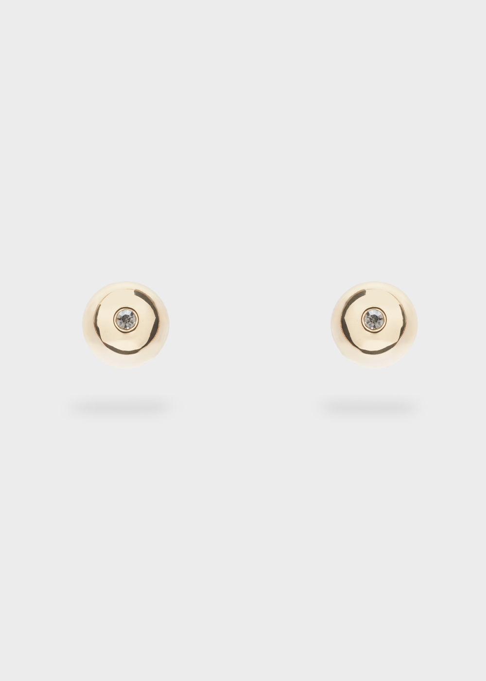GOLD BALL STUD EARRINGS WITH GREY STONES