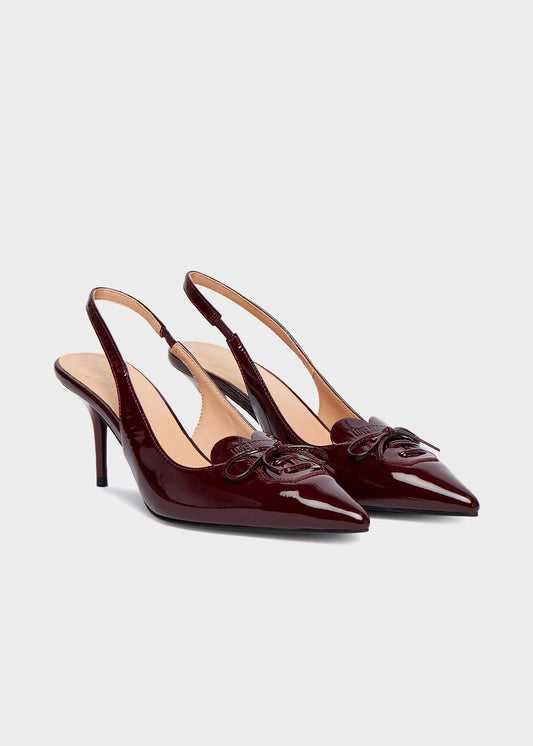 Décolletè in vernice con logo e tacco 70mm