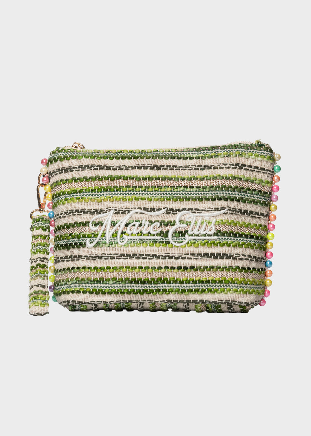 Pochette da Mare in tessuto Cassy Indy con perline laterali e manico rimovibile