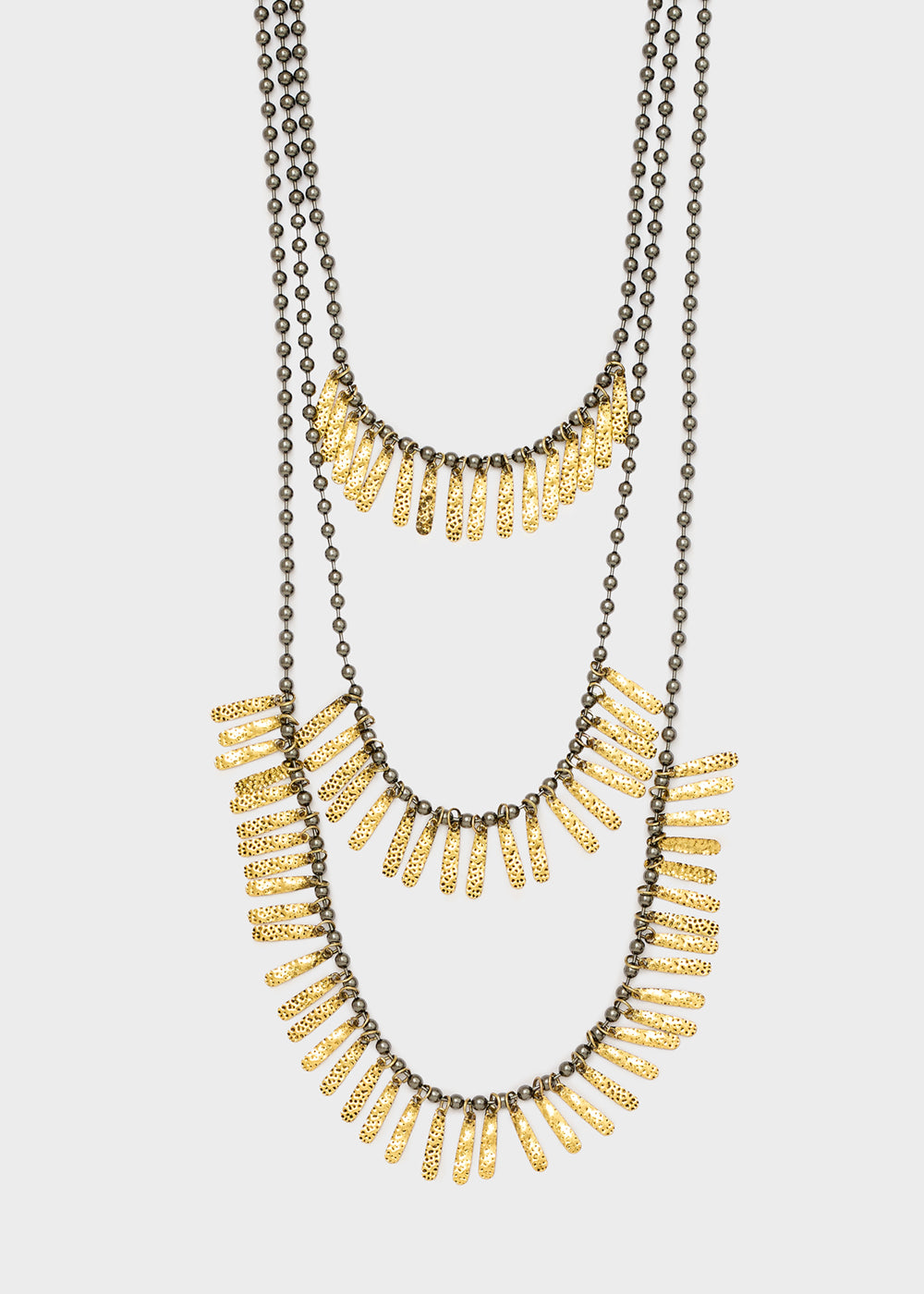 Collana multifilo Layers cordino ed elementi oro