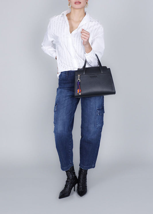 Shoulder bag with multicolored charms