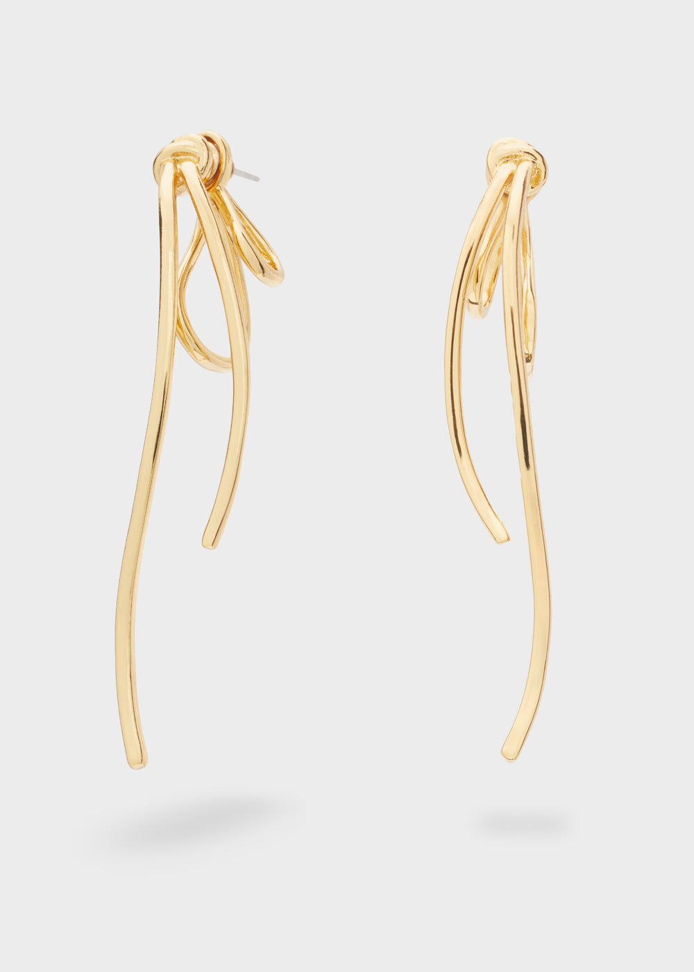 LONG HALF GOLD BOW EARRINGS