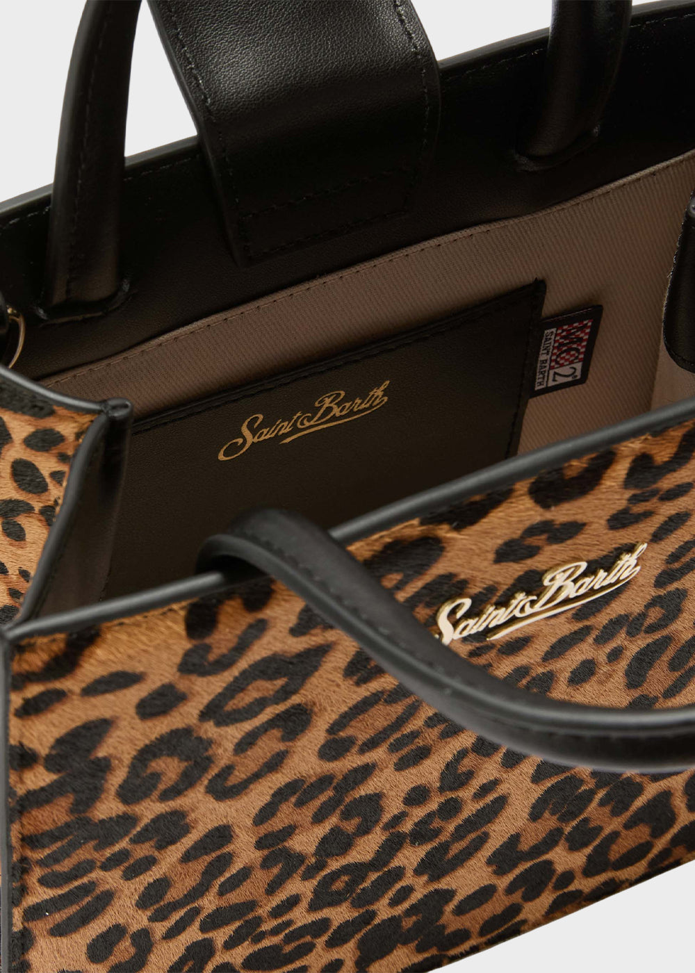 Borsetta a mano piccola Shop Bag Mini Leo Brushed in pelle effetto pelo con tracolla e logo metallico
