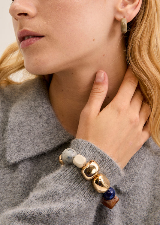 Bracciale elastico con pepite in resina