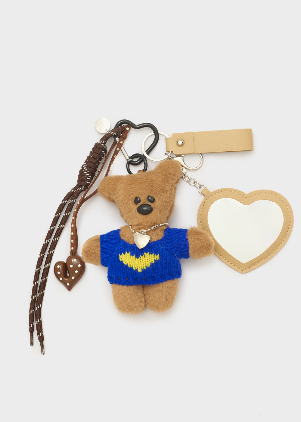 Charms/Portachiavi Orsacchiotto con corda e specchio a cuore