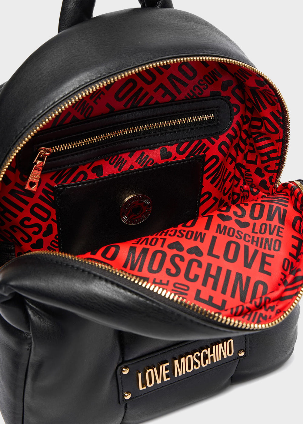 Soft backpack with logo and heart pendant