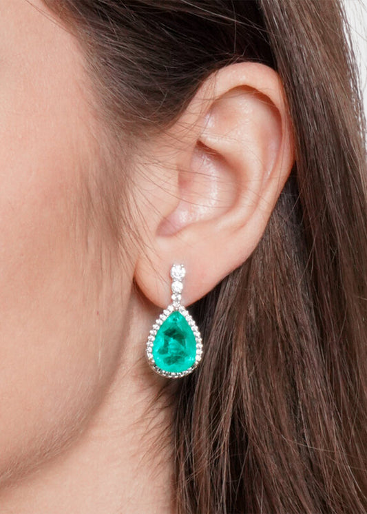 Orecchini in Metallo color argento con zirconi a goccia