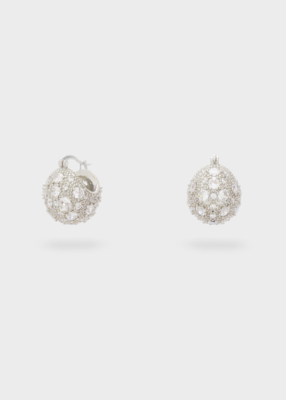 EMMA SILVER BALL EARRINGS WITH CLEAR ZIRCONIA