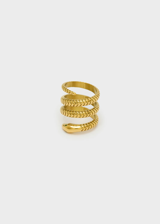 Anello Snake spirale oro in acciaio