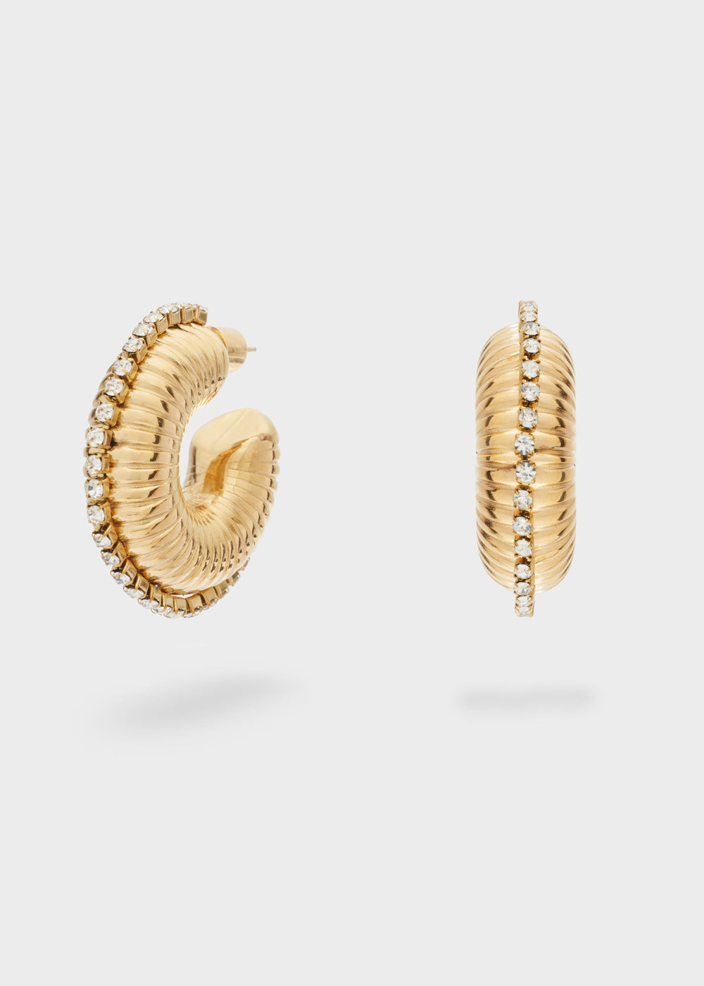 Striped Hoop Earrings with Gold Stones