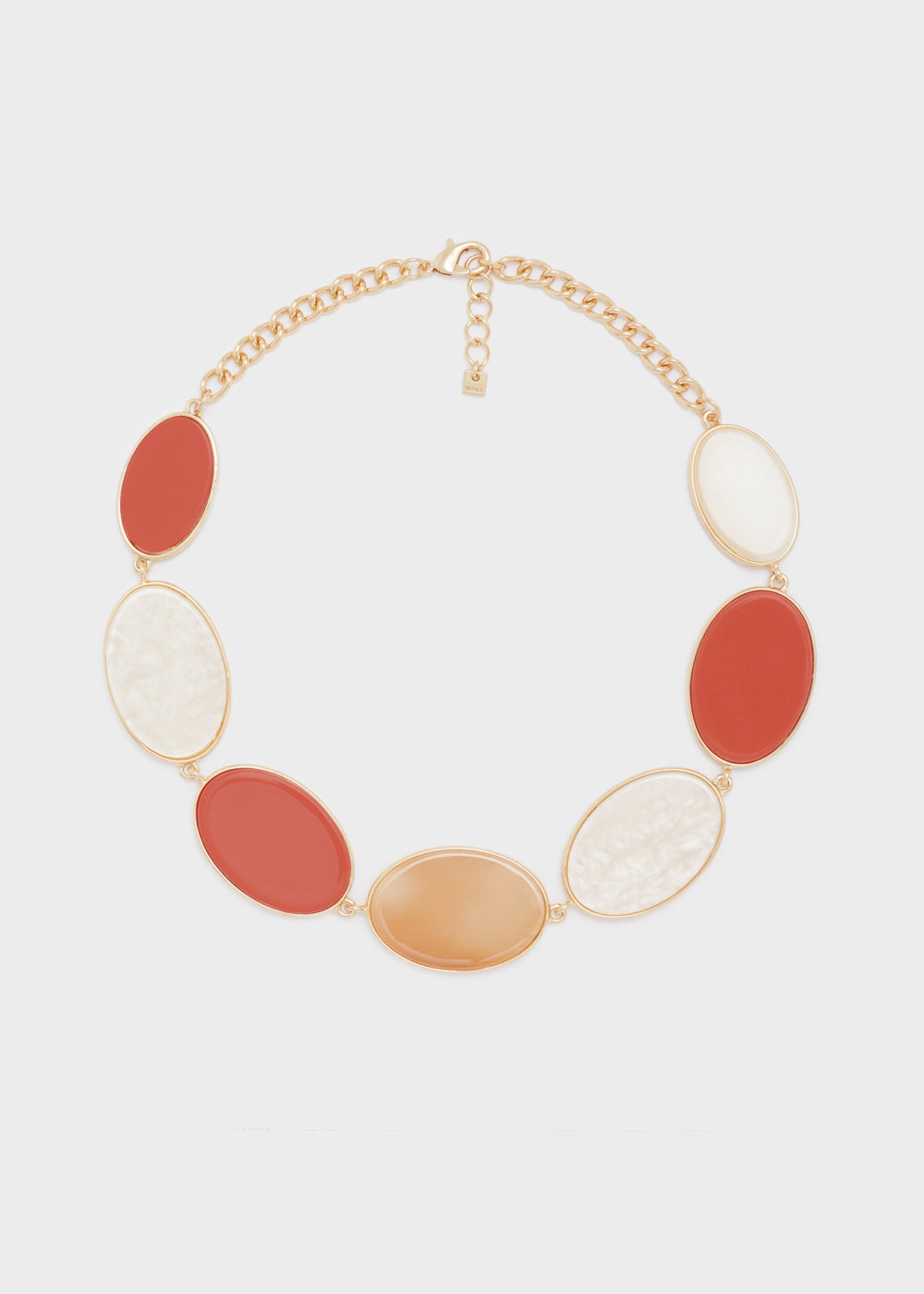 DOTTY CHOKER NECKLACE IN CORAL AND BEIGE RESIN