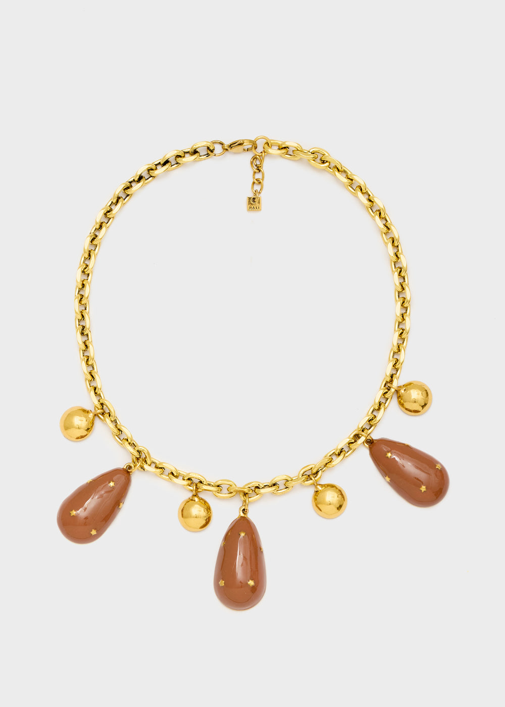 Collana Juls con pendenti smaltati marrone