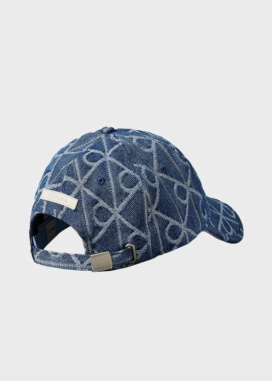 Berretto in jacquard con logo in denim