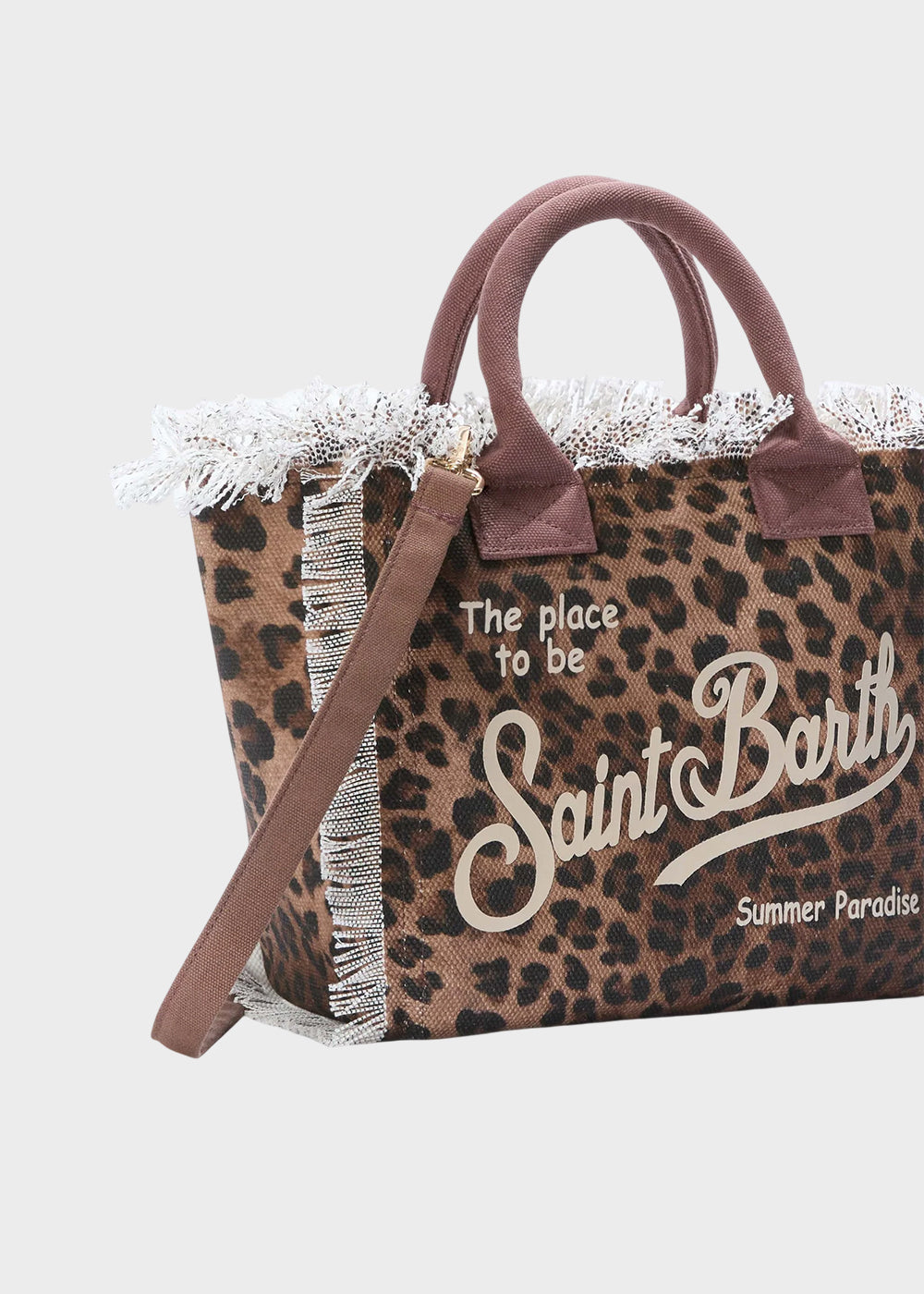 Borsa da mare grande Vanity Sand Leopard in canvas