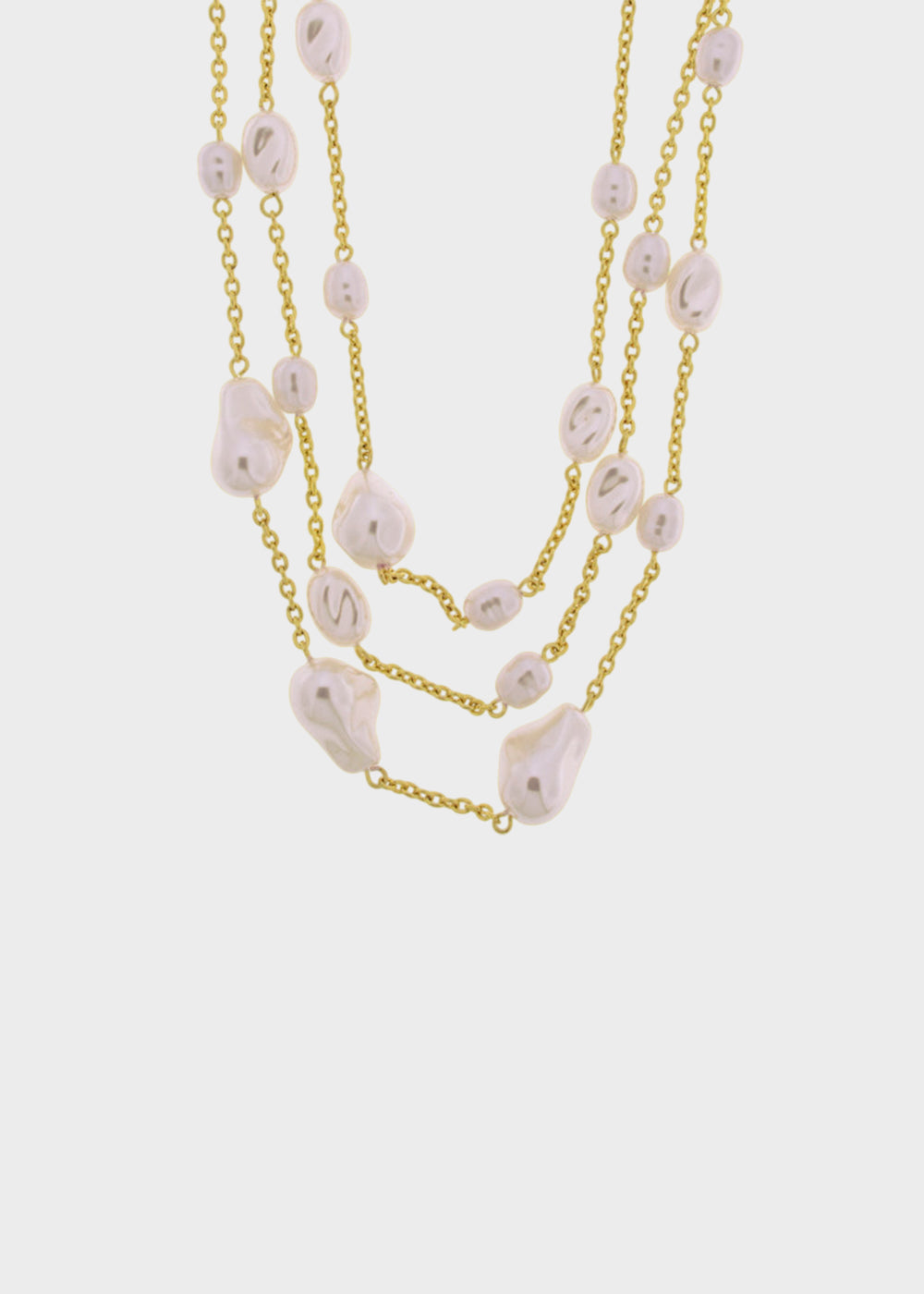 Collana multifilo in Metallo color oro con perle irregolari