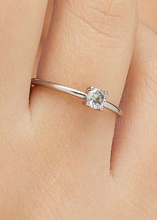 Anello regolabile Dazzly in acciaio con pietra