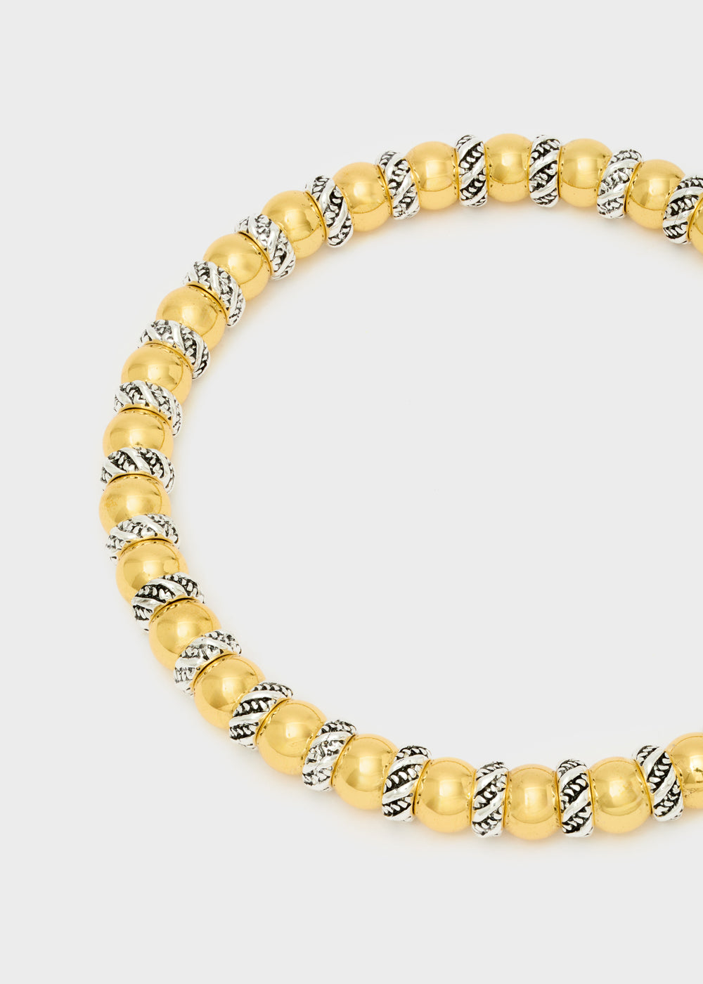 Collana sfere ed elementi mix oro e argento