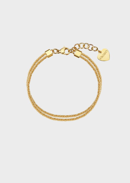 Bracciale doppiofilo Chunky in acciaio con finitura pvd oro 14K