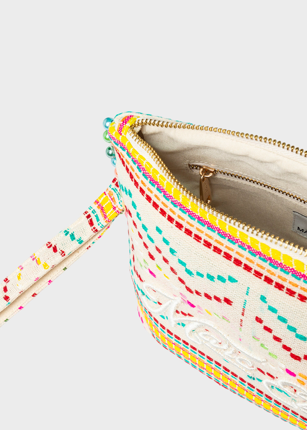 Pochette da Mare in tessuto Cassy Indy con perline laterali e manico rimovibile