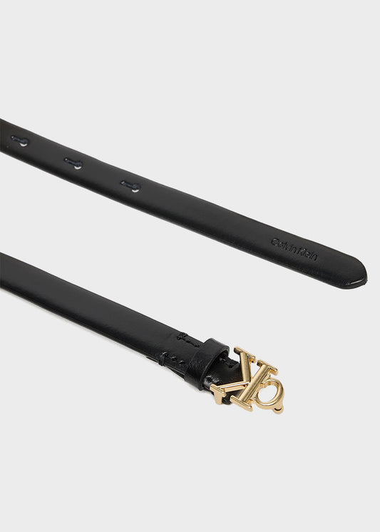Skinny leather logo belt (1.4 cm)