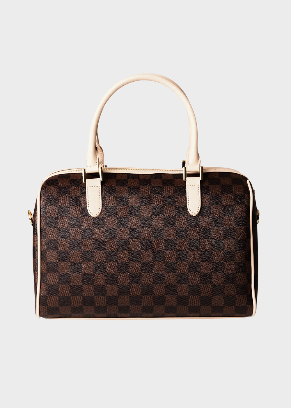 Borsa a mano con tracolla, logo ricamato frontale e trama a scacchi, "Limited Edition"