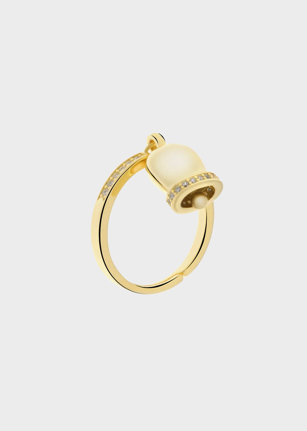 Ring with lucky bell and zirconia - 925 silver