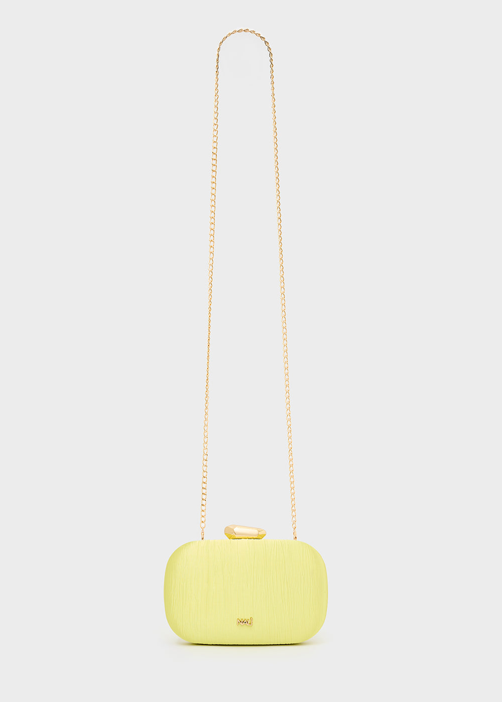 Clutch Nadine Plissé laminato con tracolla a catena