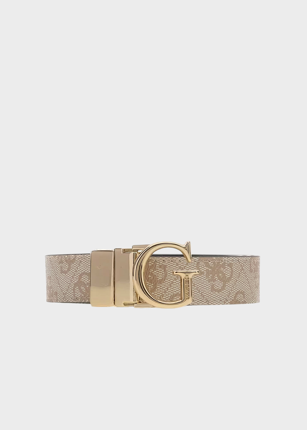 Cintura reversibile con logo all over nera e latte (2,2 cm)