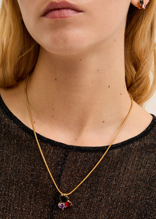 3-Stone Heart Necklace in Stainless Steel