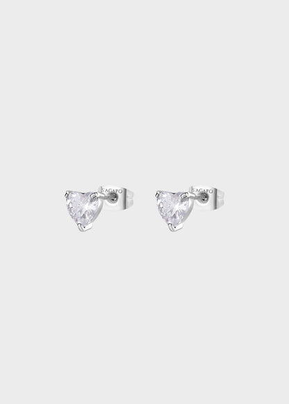 Orecchini a lobo Dazzly in acciaio con cubic zirconia a forma di cuore