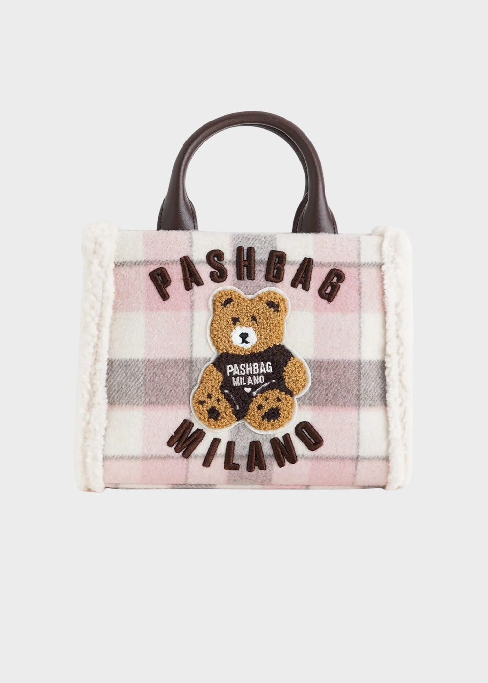 Borsa a mano Mini Marge in effetto lana con tracolla e applicazione orsetto centrale Teddy-1